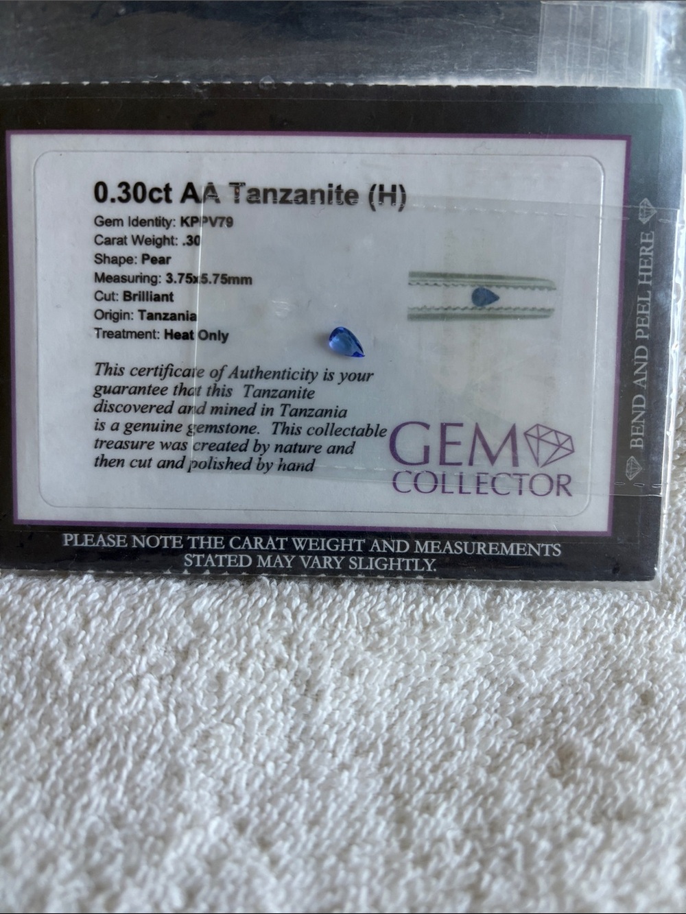 0.30ct AA Tanzanite Pear Gem - Blue